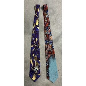 Vintage 1996 Native American Amado Pena & Roper Signed Tie Necktie Lot Silk